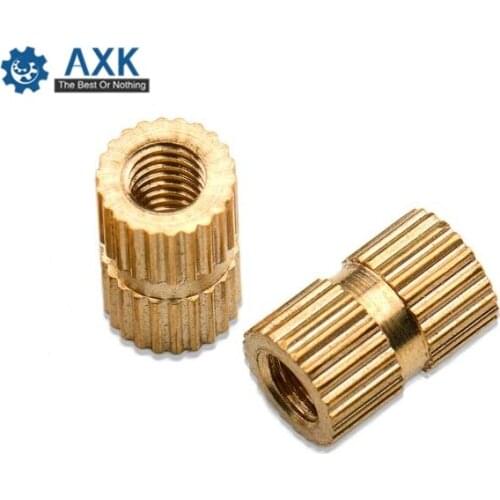 1000pcs/Lot M2.5*3/4/5/6/8 OD=3.5mm Through Thread Brass Insert Nut / Copper Knurled Nuts For Injection Moulding