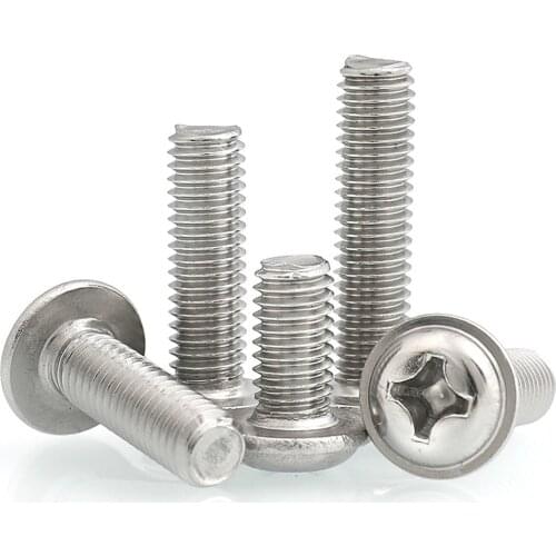 20/10pcs Phillips Flanged Screw M4 M5 M6 Cross Bolt Round Head A2 304 Stainless Steel Wood Screw L=8-40mm 10mm 12mm 16mm 20mm