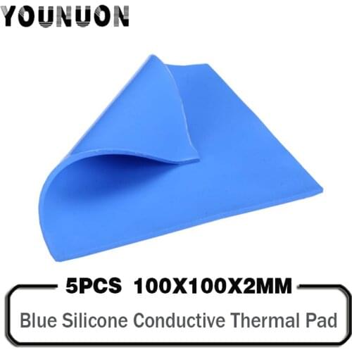 5 Pieces 100x100x2mm Silicone Thermal Pad 3.2W/mk Conductivity Cooling Conductive Silicone 2MM Thickness 100*100*2mm