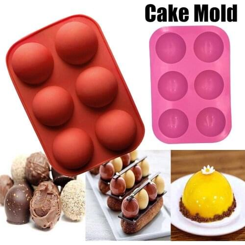 6 Holes Half Ball Cake Baking Mold Food Grade Silicone Mold Holder Diy Jelly Candy Pudding Non-stick Maker Mould Chocolate E3O2