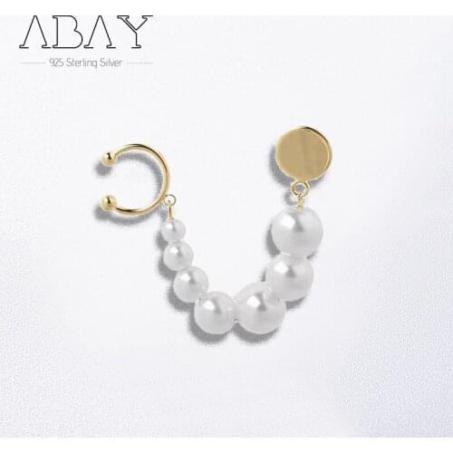 925 Sterling Silver Pin Earrings are fun Retro one piece ear bone clip, tapered pearl earrings, versatile earrings