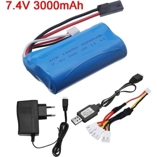18650 Battery 7.4V 3000Mah 2S for MJX T40 T40C F39 F49 T39 HQ948 HQ957 HQ848 Syma 822 RC Helicopter Boat Parts