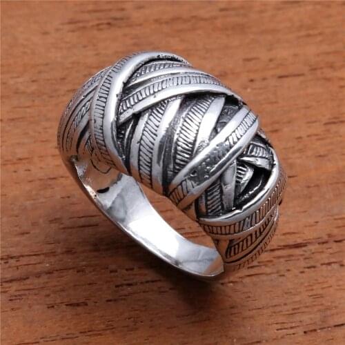 Bohemian Vintage Jewelry Retro Wide Silver Color Multilayer Plant Vine Cross Ring Women Engagement Wedding Band Rings
