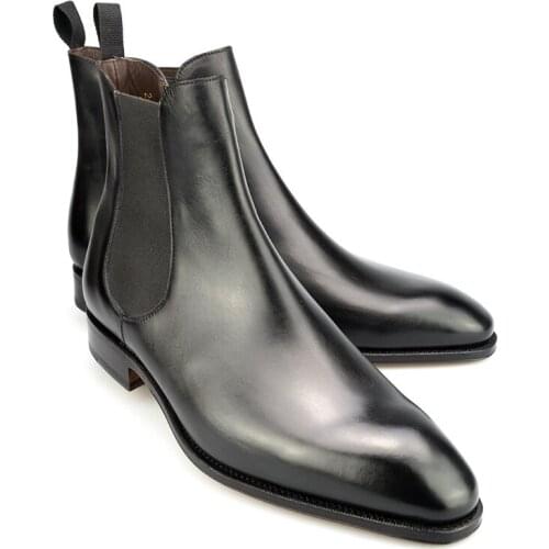 Chelsea Winter Black Mens Boots Slip-On Add Velvet High-Top Fashion Genuine Leather Designer Work Boots Shoes Men