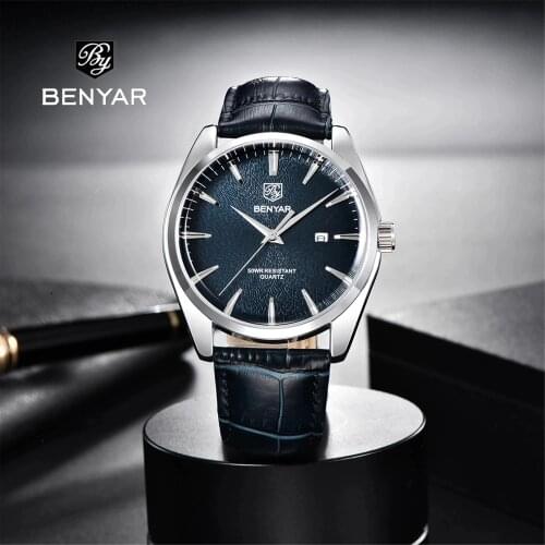 2021 New BNEYAR Mens Quartz Watches Top Brand Luxury Watches Mens Casual Fashion Leather Waterproof Wristwatches Swiss Quality