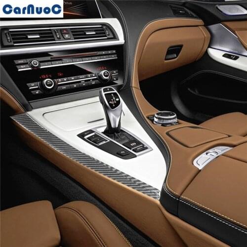 For BMW 6 Series F12 F13 Coupe Covertible 2011-2018 Car Gear Side Panel Trim Strip Carbon Fiber Sticker Accessories