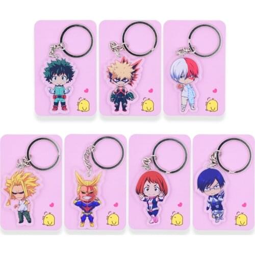7 styles My Hero Academia Keychain Double Sided Chibi Cartoon Keyrings Cute Anime Acrylic Key Chians Accessories PCB111-117