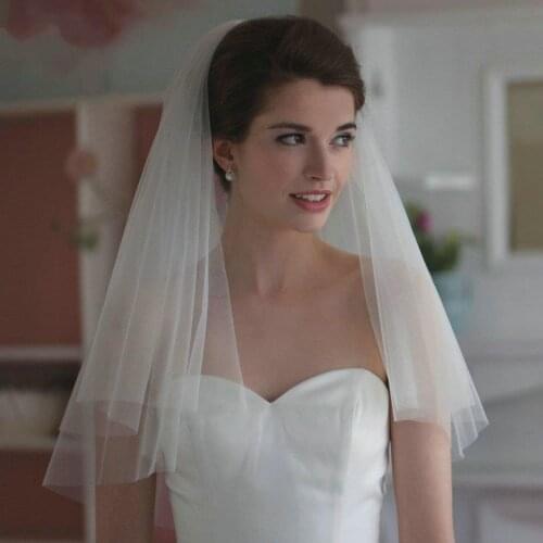 Elegant White Veil Short Tulle Bride Veils Handmade Wedding Party Accessories 75cm New Cheap Ivory Bridal purdah With Comb