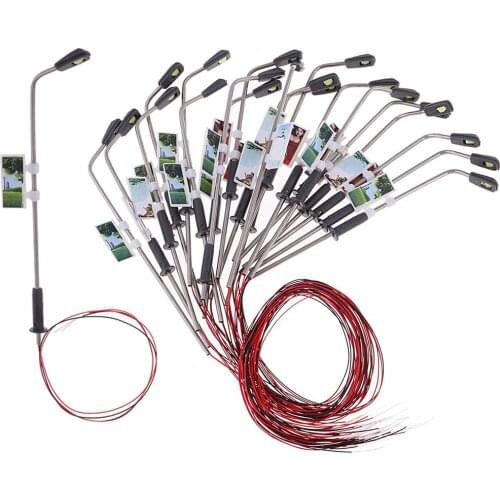20pcs 1/200 HO Lamppost Lamp Model 7.5cm LED Street Lights Railway Train Garden Micro-Landscape Decoration Panel Display