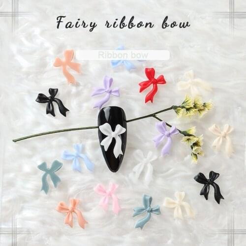 Long Streamer Bowknot Nail Art Resin Frosted Color Bow Tie Fashion 3D Fingernail DIY Decoration Accessories 30/100PCS
