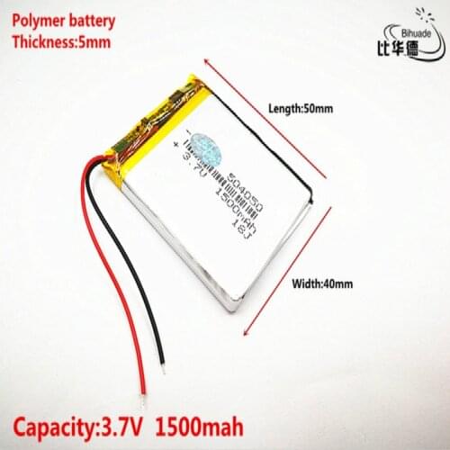 Good Qulity 3.7V,1500mAH,504050 Polymer lithium ion / Li-ion battery for TOY,POWER BANK,GPS,mp3,mp4