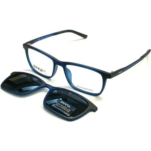 Invu. Frame with polarized Clip-on sunglasses magnet Mod. G4801B