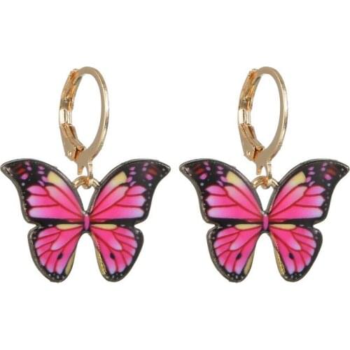 Korean Butterfly Earrings womens alloy oil dripping beauty super Fairy Girl Butterfly stud Earrings Earring New Womens jewelry