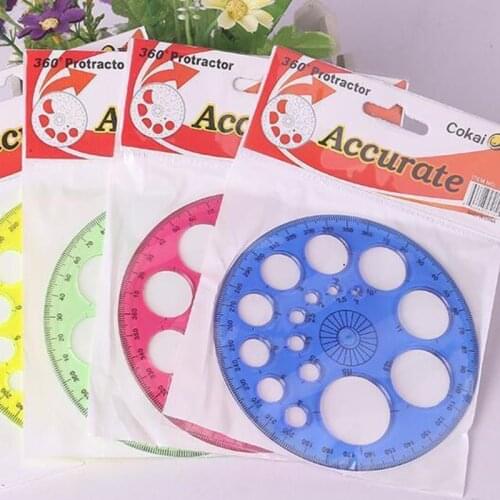 Ellen Brook 1 PCS Stationery 360 Degree Round Ruler Transparent Circle Office School Drafting Supply Protractor Template