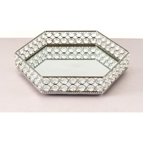 1pcs Hexagon mirror Dice Trays Collapsible Rolling Tray Table Games Desktop Decorative Storage Box Tray cake tray 28.5*25.5cm