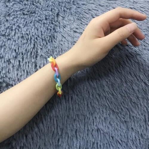 Cute Handmade Colorful Transparent Acrylic Bracelet Candy Color Bracelet For Women Men Jewelry Party Creative Birthday Gift