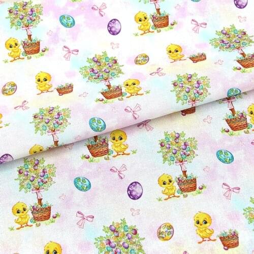 Cartoon Easter Eggs Cute Ducks 100% Cotton Fabric for Kids Clothes Patchwork Digital Printing DIY Sewing Material