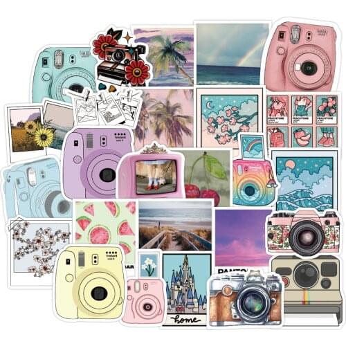 50PCS Small Fresh Camera Stickers Cartoon Delicious Dessert Diet Creative Sticker To DIY Refrigerator Laptop Luggage Fridge