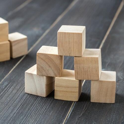 Unfinished Blank Mini DIY Wooden Square Blocks 1/1.5/2/2.5cm Wood Solid Cubes for Woodwork Craft Kids Toy Puzzle Making Material