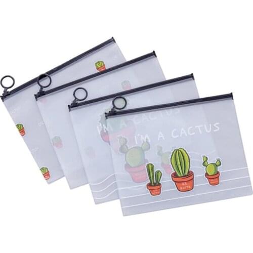 New Design 1 Piece Transparent Finger Ring Style Pencil Case Kawaii Cactus Students Pencil Case Stationary Bag estuche escolar