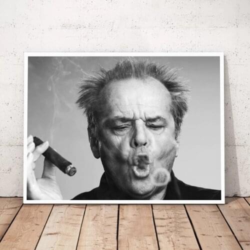 Jack Nicholson Cigar Poster Wall Art Prints , Black and white Canvas Paintings Jack Nicholson Photo Wall Picture Art Decor