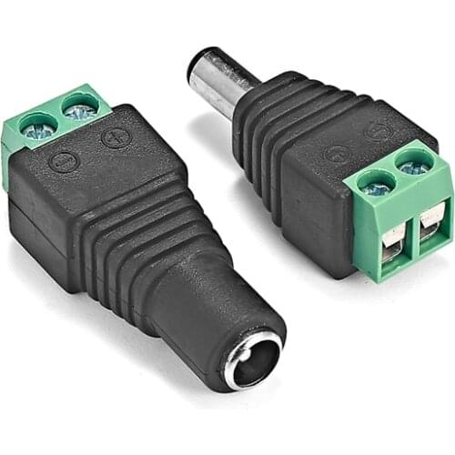 Female Male DC Power Connector 5.5x2.1mm Jack Plug Power Adapter Connectors For LED Strip Bluetooth Speakers CCTV Camera Moniter