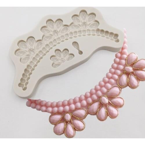 Minsunbak European Pattern Embossed Silicone Mold Art Gem Shape Cake Border Decoration Tool Chocolate Gumpaste Mould