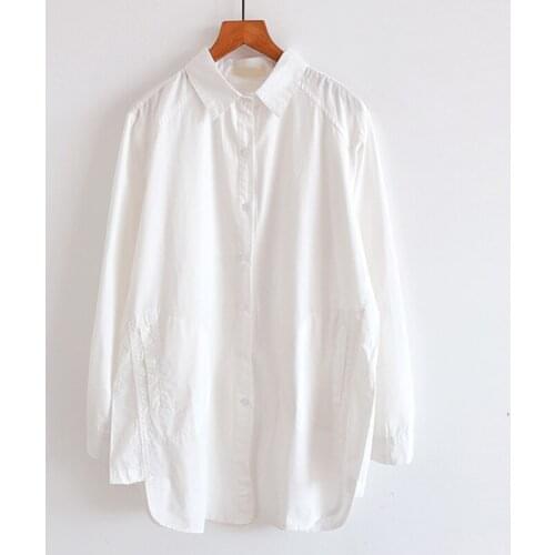 Solid Women White Shirts Spring New Turn-Down Collar Long-Sleeved Loose Elegant Outwear Tops