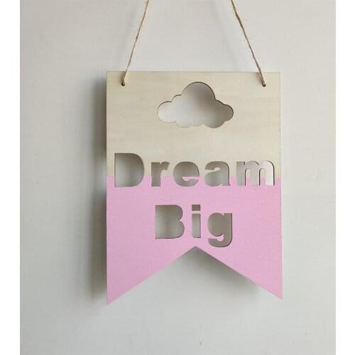 Nordic Style Dream Big Positive Slogan Banner Garland Wooden Wall Hanging Ornament For Kids Room Decoration Nursery Photo Props