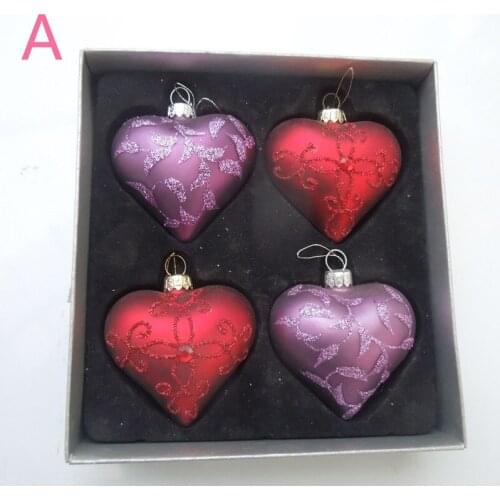 4boxes/pack Width=6cm Hand Painting Glass Heart Pendant Christmas Day Glass Pendant Decorative