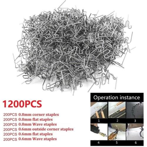 Welding Nail 1200 Pcs 6/0.8mm Stapler Staples For Plastic Welder/Car Bumper Repair Kit Soldering Tool Wave Pattern Welding Nail