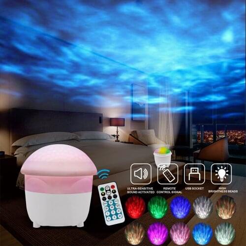 7 Color LED Ocean Wave Projector Light Remote Control Magic Ball Water Wave Projector Night Light For Party Holiday Home Decor