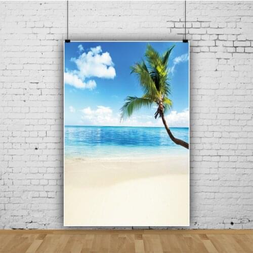 Seaside Sunny Day Coconut Tree Photography Vinyl Background Decor Photocall Holiday Backdrop for Portrait Photo Studio Props