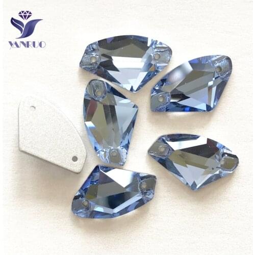 YANRUO 3256 All Sizes Light Sapphire Galactic Sewing Stones Flatback Glass Rhinestone Crystal Sew On Strass