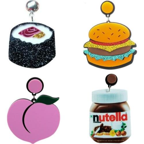 New Long Candy Acrylic Peach Earrings Sweet Cute Exaggerated Food Fruit Big Harajuku Earrings for Women Pendientes Mujer