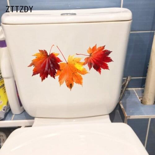 ZTTZDY 25.4×13.9CM Red Maple Leaf Creative Cartoon Toilet WC Accessories Home Wall Stickers T6-0222