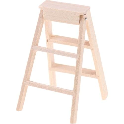 1:12 Dollhouse Miniature Fairy Garden Decor Dollhouse Miniature Wood Step Ladder Furniture Tools