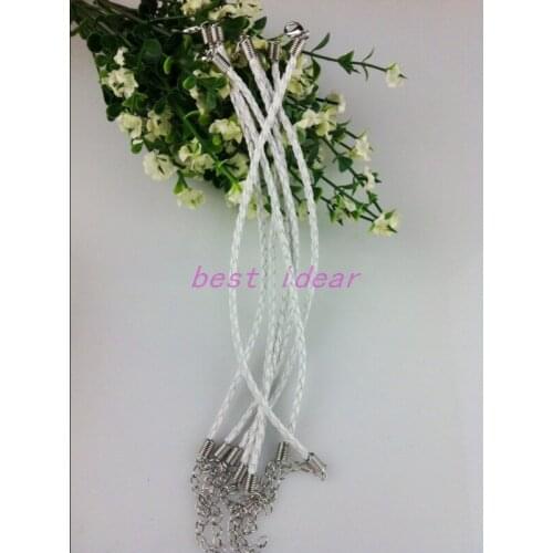 100pcs White Leather Braided Charm Bracelet For Bead lobster Clasp Cords 18cm ,free shipping, FB-887
