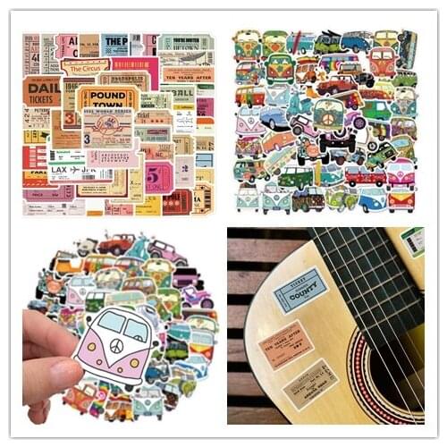 100pcs new retro airline tickets, ticket stubs, outdoor bus stickers, PVC cross-border graffiti, trunk helmet, car body sticker