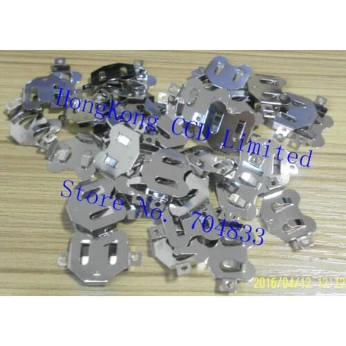 1000pcs/lot CR2032 Battery holder slim full fold flat foot copper coin cell holders SMD battery holder battery connector