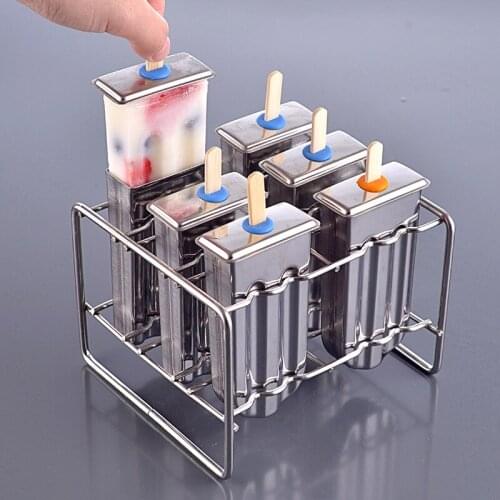 304 Stainless Steel Set of 7 Ice Creem Mold with Storage Rack Ice Maker Kitchen Tools DIY Food Gadgets Dinning Bar Accessories