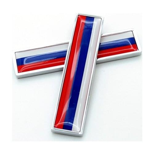 50 Pairs Metal Russian Federation Flags Car Emblem Badge Decorations 3D Russia Flag Car Tail Fender Styling Stickers