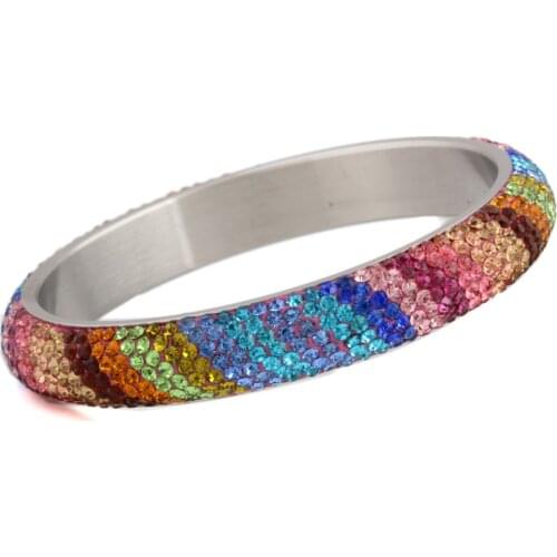 7 Row Crystal Pave Stainless Steel Bracelets bangles For Women