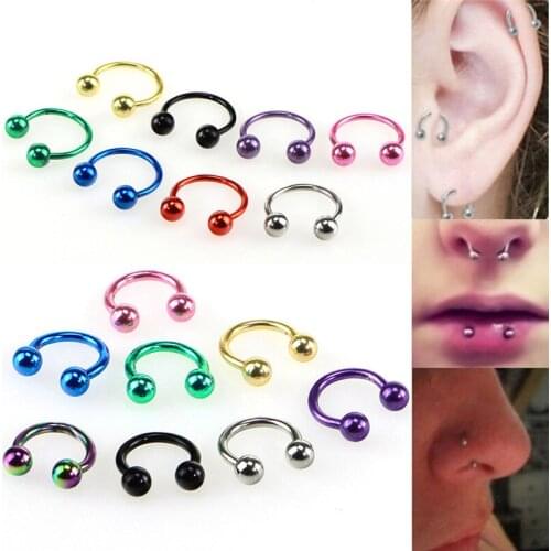 8 Pcs Eyebrow Nose Ear Lip Ring Nose Ring Ear Cartilage Helix Piercing Body Piercing Jewelry 6 Mm 8 Mm 10 Mm
