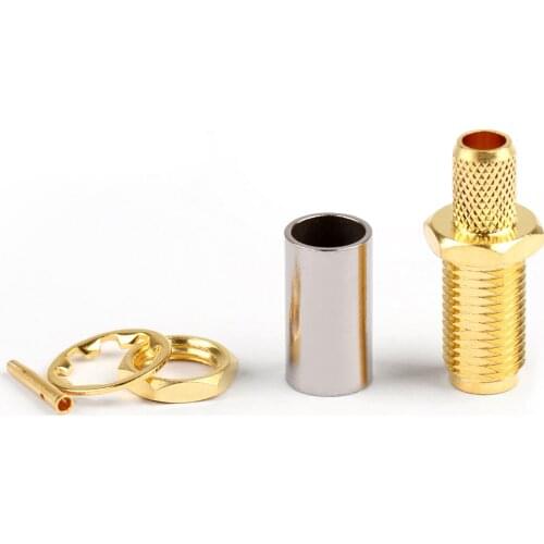 Artudatech 10Pcs SMA Female Jack RF Connector Female Pin For RG58 RG142 RG400 LMR195 Cable Plug Parts