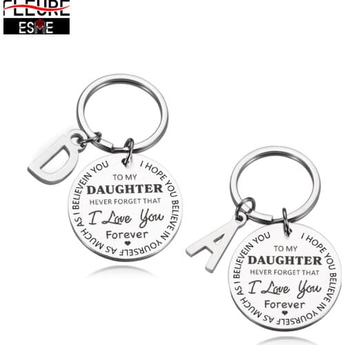 To My Daughter Keychain Personalized Gift Original Keychains Women Custom Keyring Car Keychain Charm Love Pendant From Dad Mom