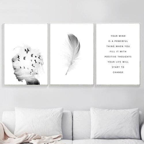 Black and White Decorative Painting Yak Dandelion Feather Home Decoration Painting Study Room Living Room Wall Decoration Poster