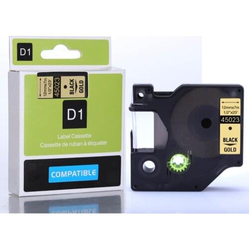 CIDY 100 PKS black on gold dymo label tape D1 45023 for compatible dymo label printer for DYMO LM160 LM280 DYMO PNP