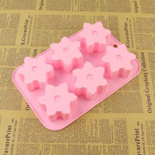 Food grade Six forms snowflake shape cake mold silicone cookie mold fondant cake decoration moulds