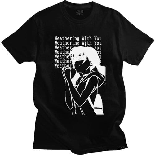 Cool Weathering With You Hina T Shirt for Men Short-Sleeve Tenki No Ko Anime Movie Casual Tshirt Pre-shrunk Cotton Tee Tops